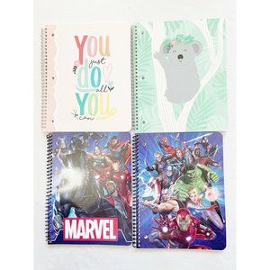 4 NEW Binder Subject Notebook, Marvel & Cute Notebook for Boys & Girls 10.5 x 8"